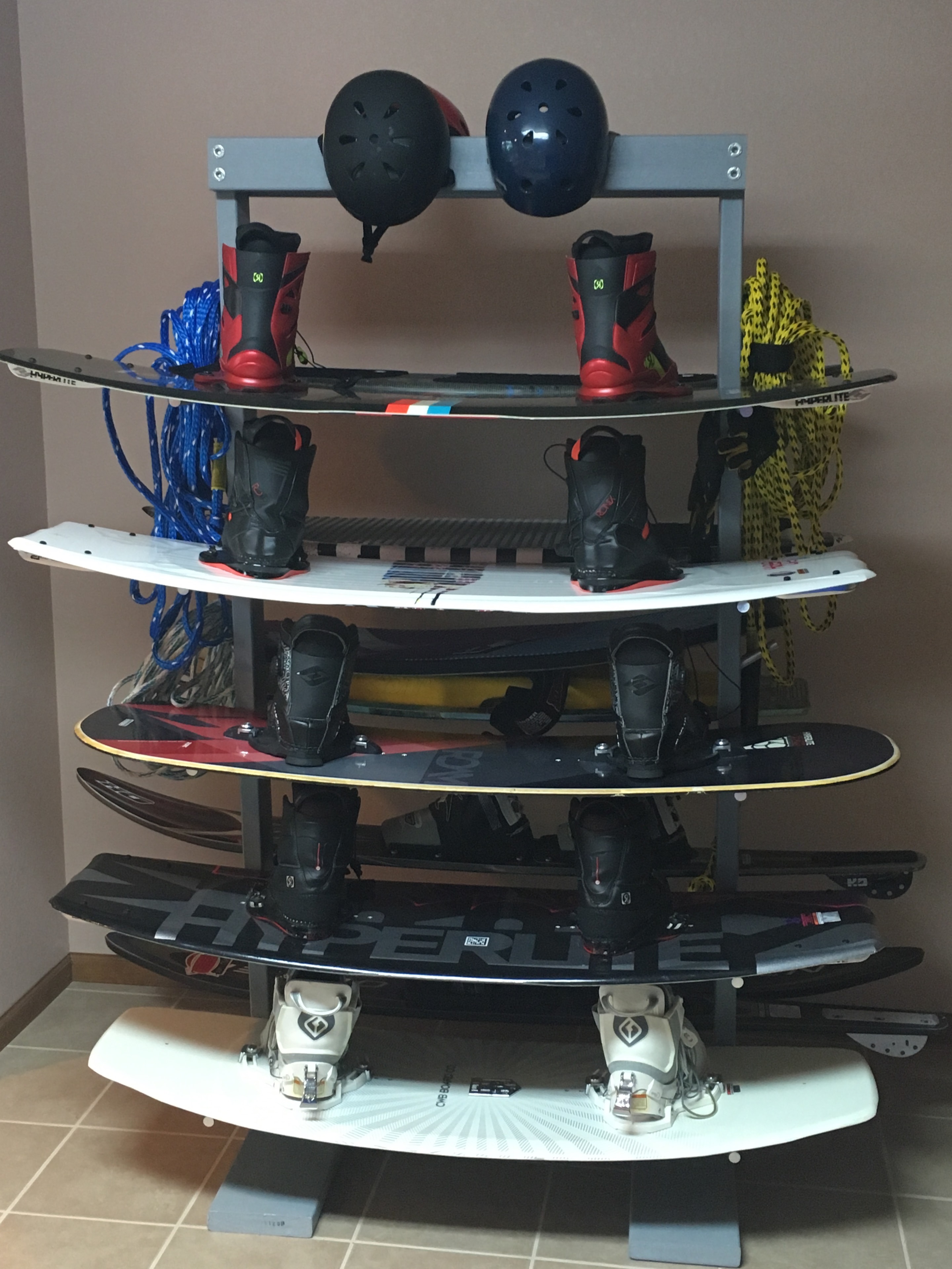 H2Organizer front view fully loaded with boards and gear